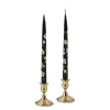 Black Floral Painted Tapers (2)
