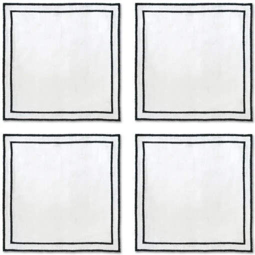 Black Trim Cocktail Napkins (4)