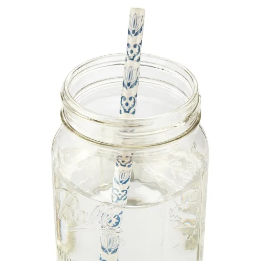 Blue & White Ceramic Straws (4)