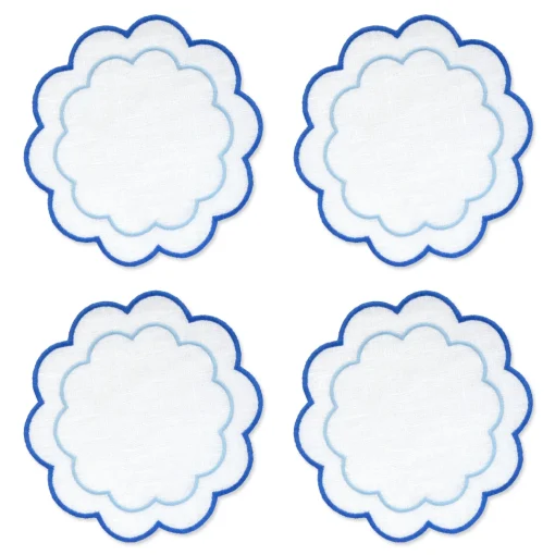 Blue Scalloped Cocktail Napkins (4)