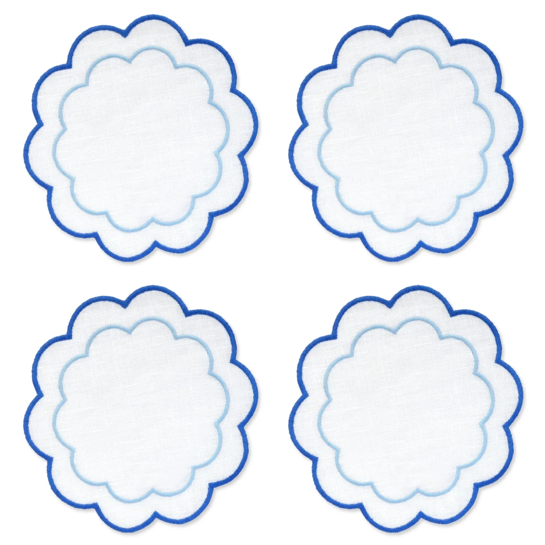 Blue Scalloped Cocktail Napkins (4)