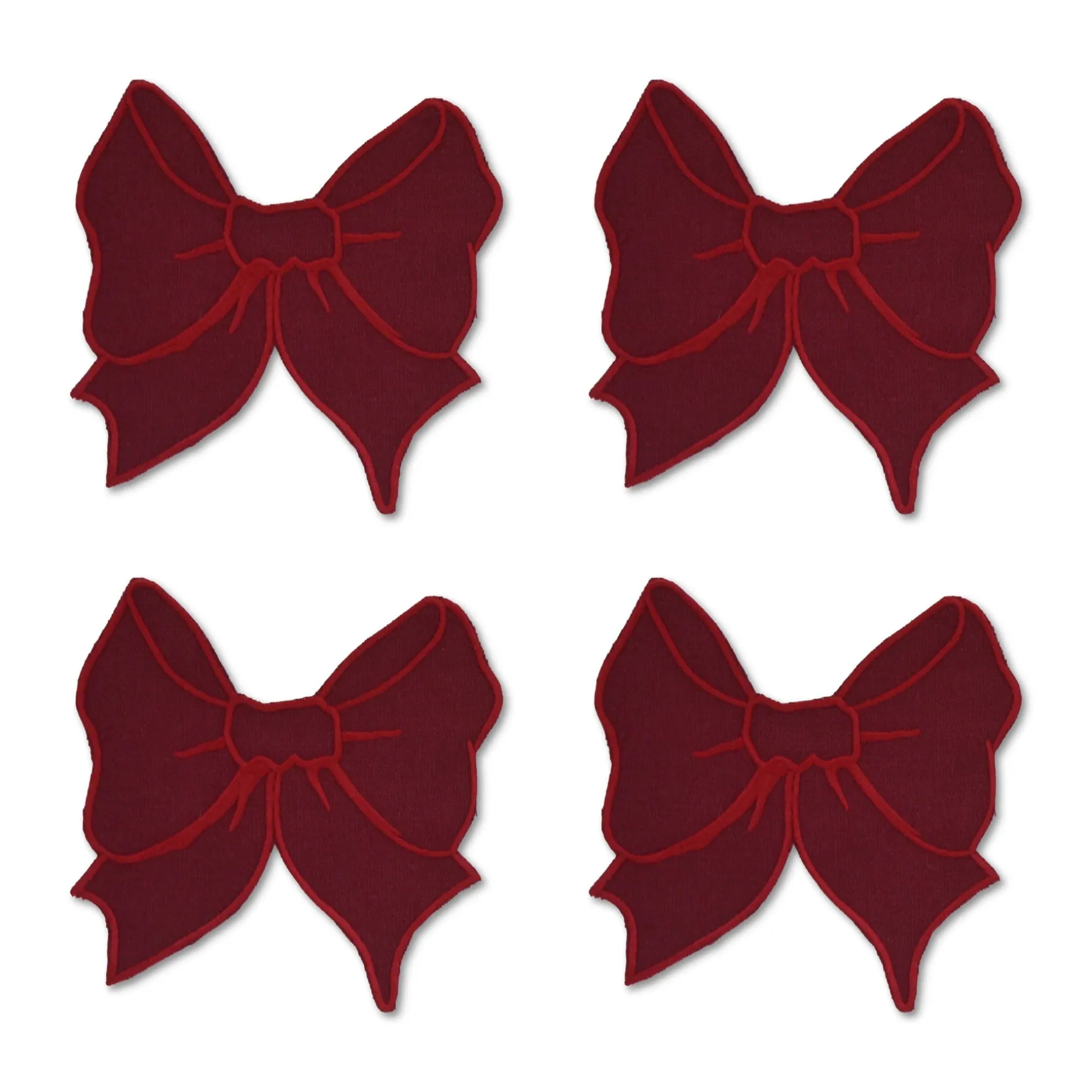 Burgundy Bow Cocktail Napkins (4)
