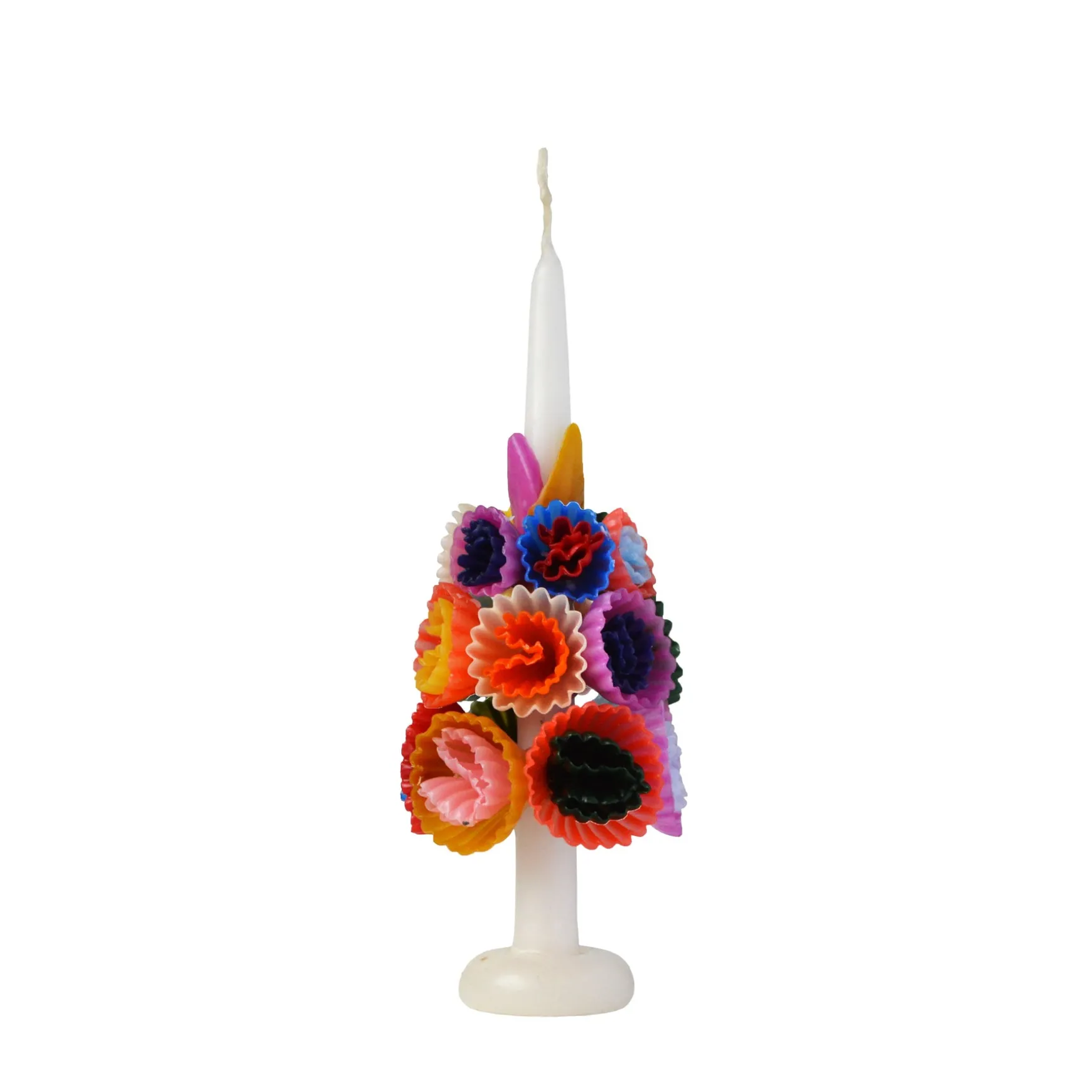 Medium Multicolored Flower Candle