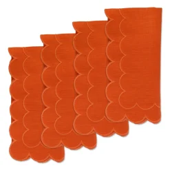 Orange Scalloped Dinner Napkins (4)