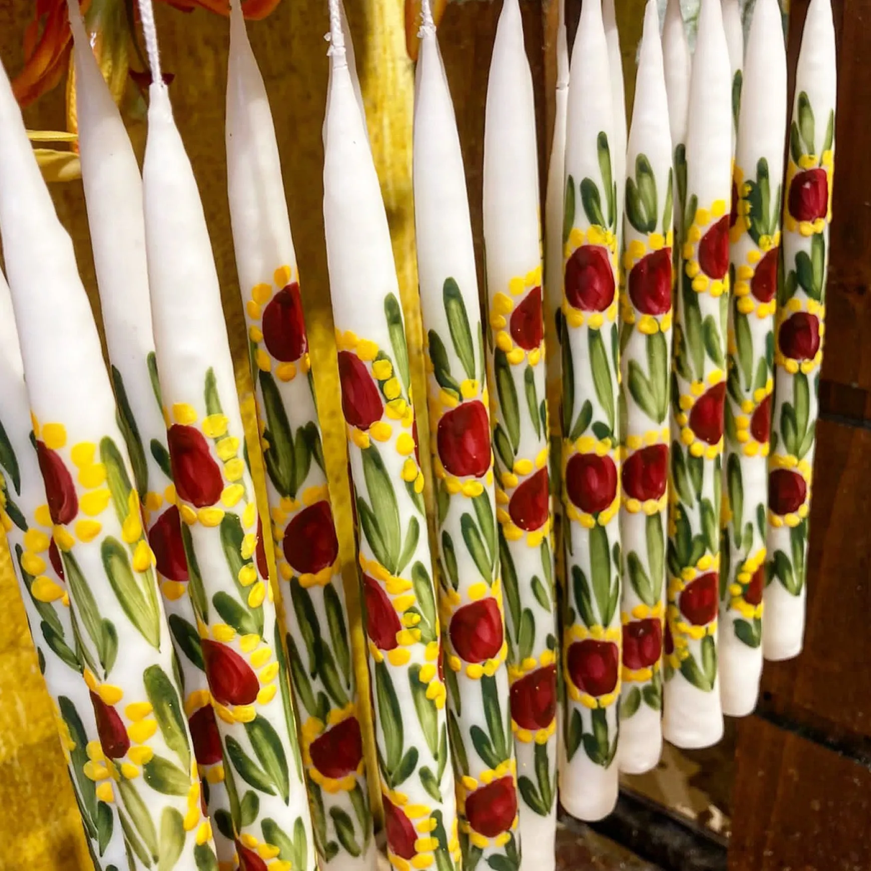 Painted Sunflower Tapers (2)