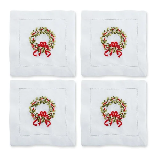 Pearl Wreath Cocktail Napkins (4)