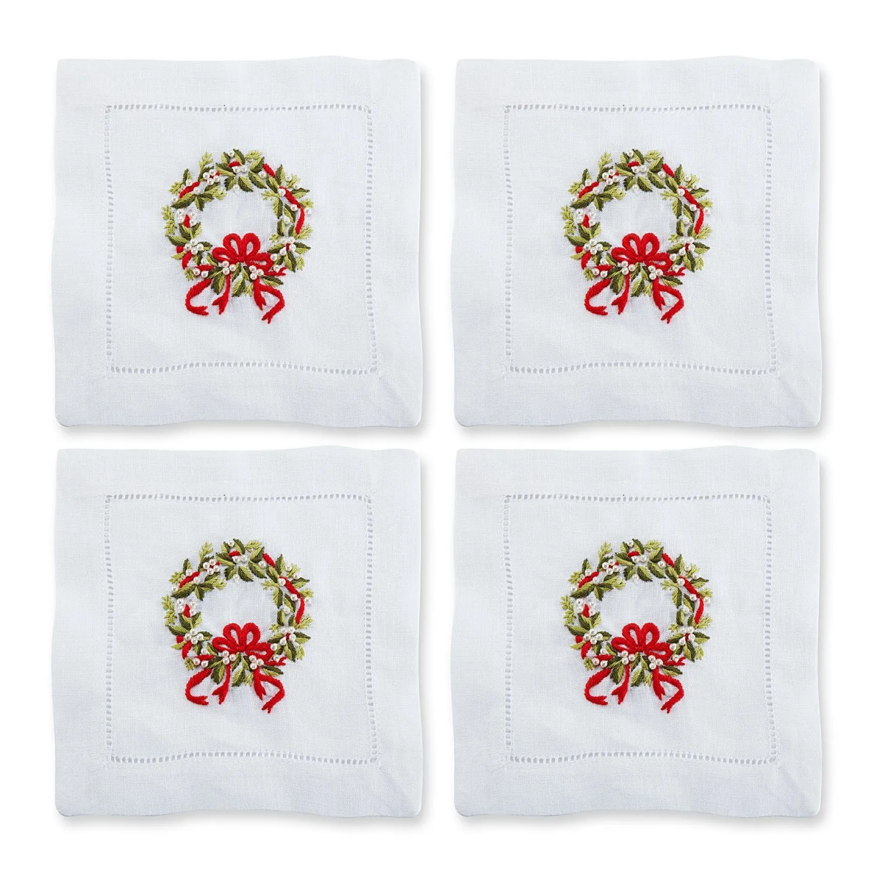 Pearl Wreath Cocktail Napkins (4)