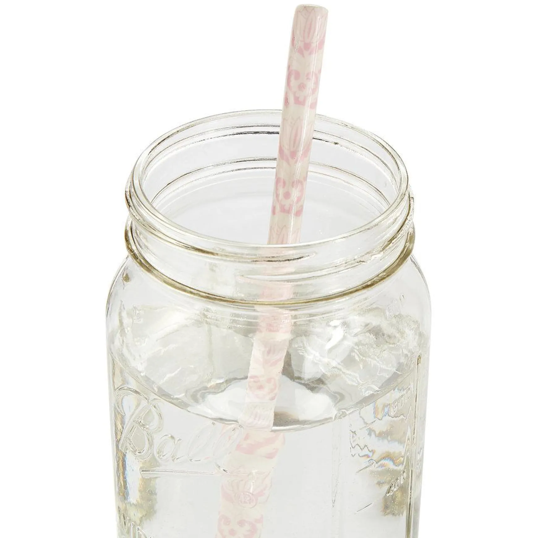 Pink & White Ceramic Straws (4)