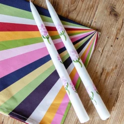 Pink Hydrangea Painted Tapers (2)