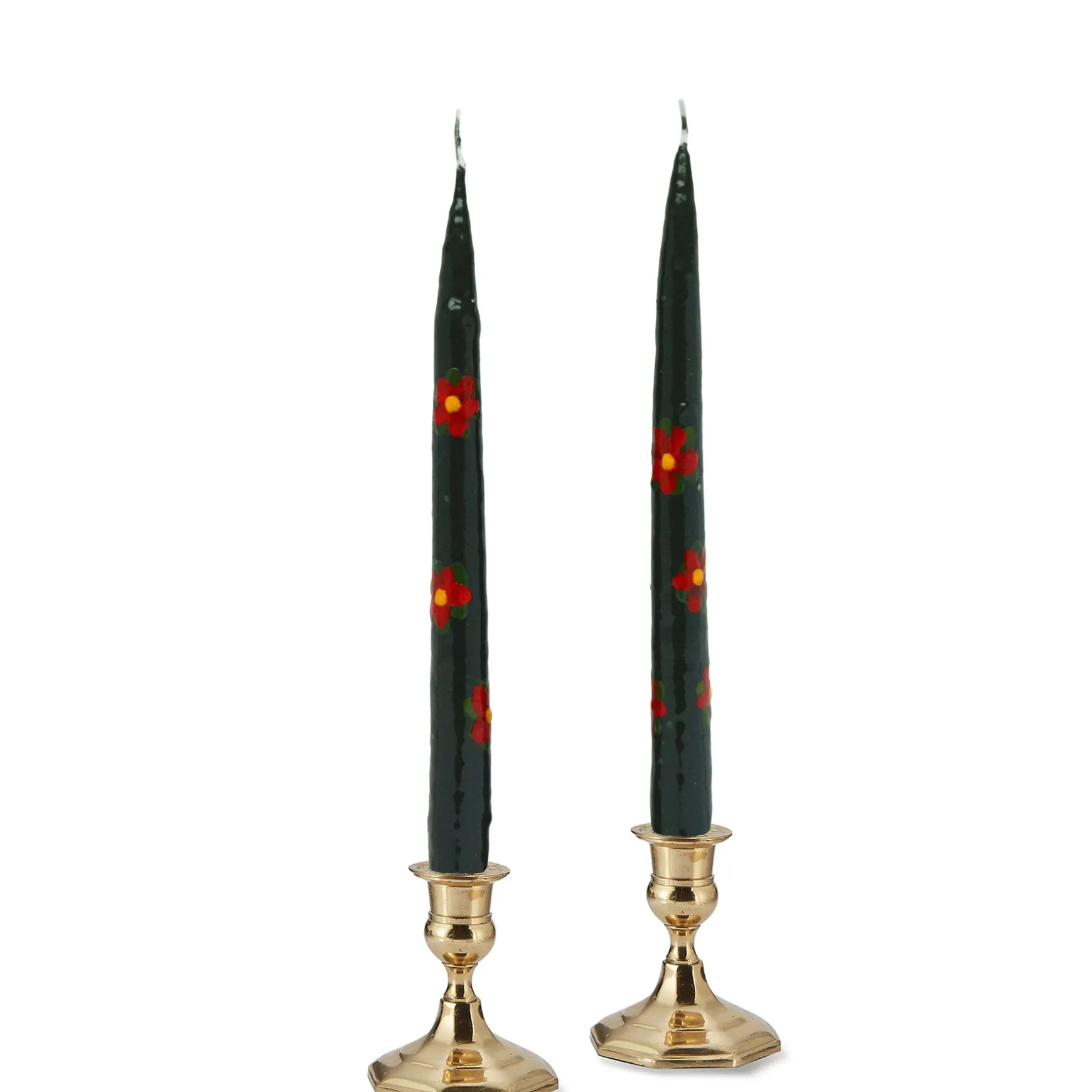 Poinsettia Painted Tapers (2)