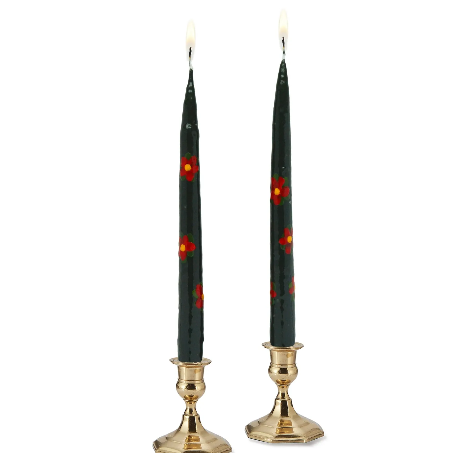 Poinsettia Painted Tapers (2)
