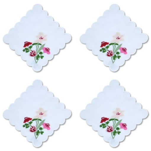 Scalloped Flower Cocktail Napkins (4)