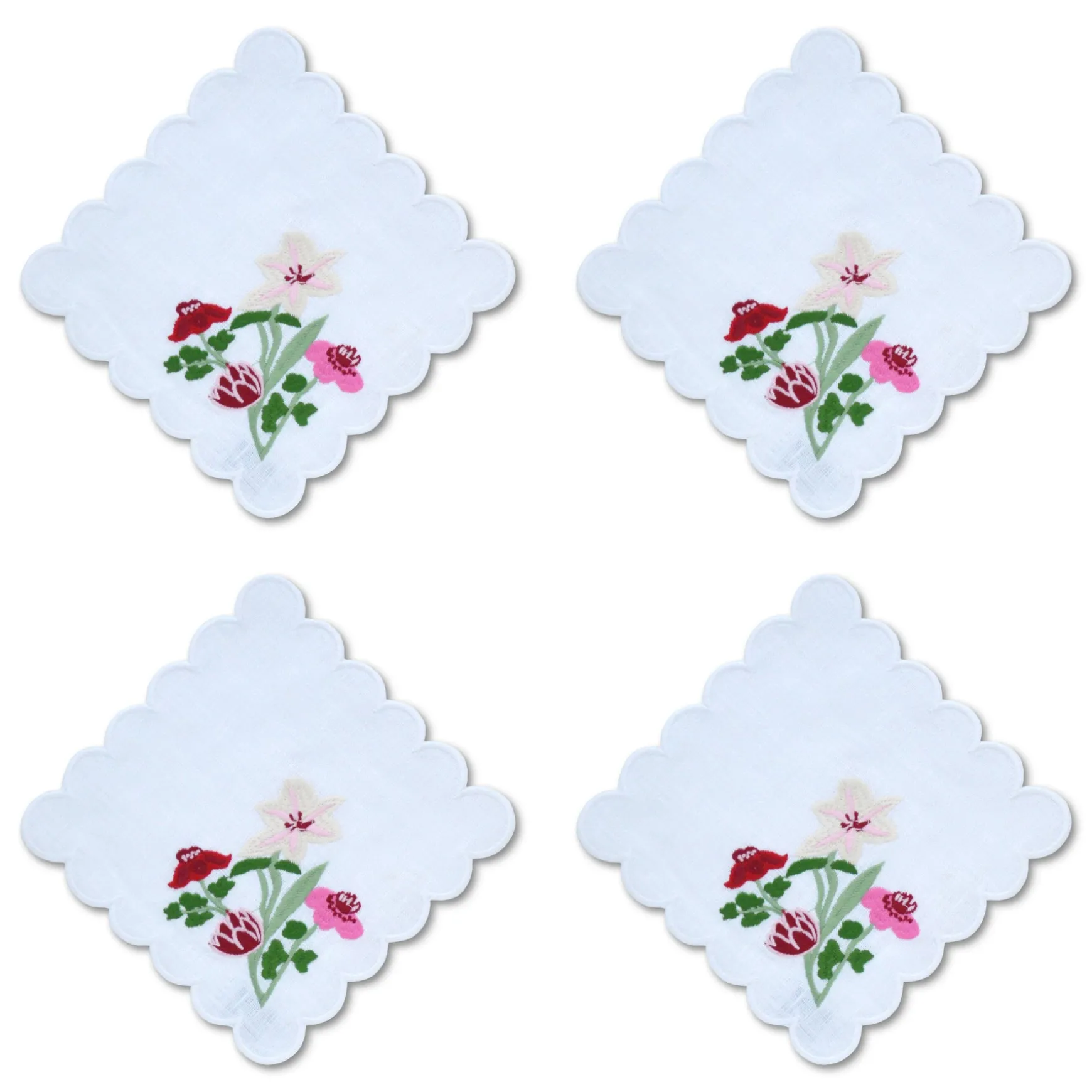 Scalloped Flower Cocktail Napkins (4)