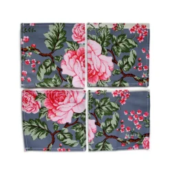 Striped Chintz Cocktail Napkins (4)