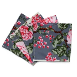 Striped Chintz Cocktail Napkins (4)