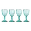 Teal Embossed Stem Glasses (4)